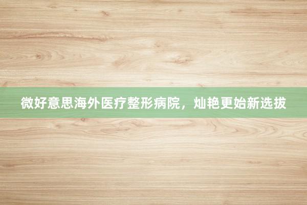 微好意思海外医疗整形病院，灿艳更始新选拔